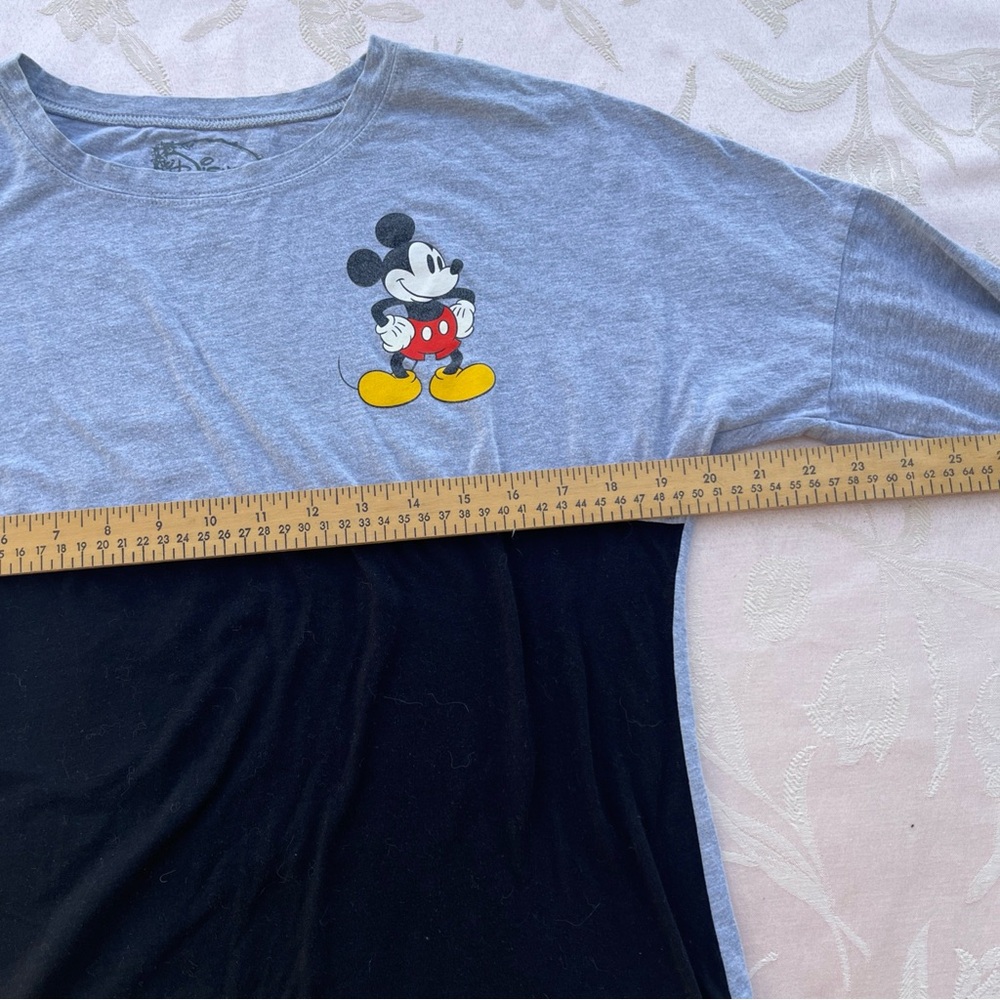 Mickey Mouse longsleeve T-shirt gray and black; Offset Arm Seams; Women’s Medium - Picture 3 of 5